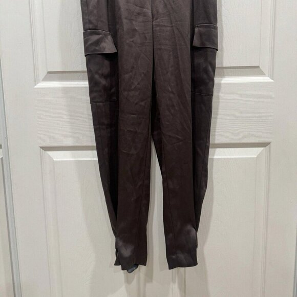 Babaton Pants Womens 2 High Rise Refined Cargo‎ Satin Coffee Brown - Picture 3 of 12